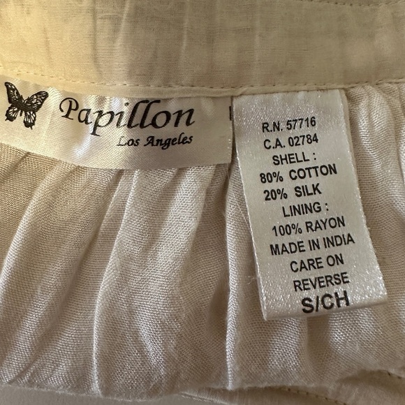 Papillon LA Swing Skirt Cream With Floral Print Cotton Silk Small - Picture 3 of 8